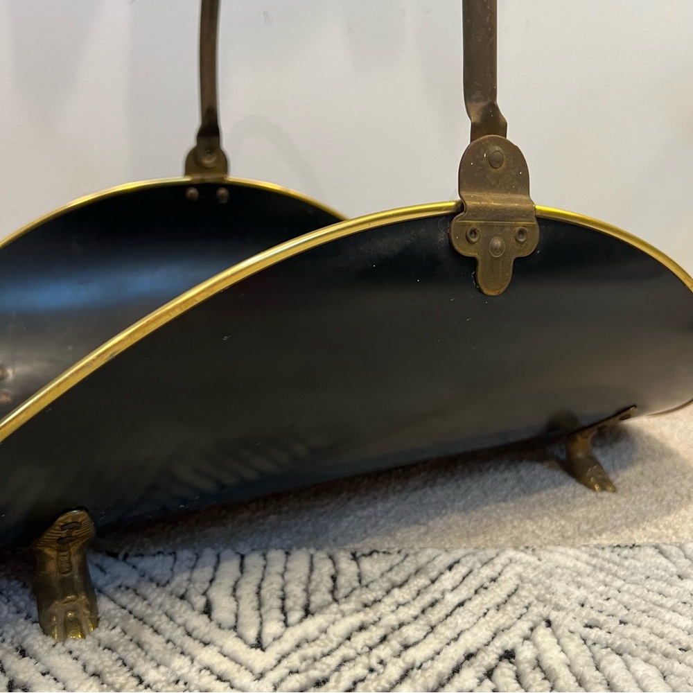 Brass and Black Lacquered Brass Log Holder - Picture 5 of 15